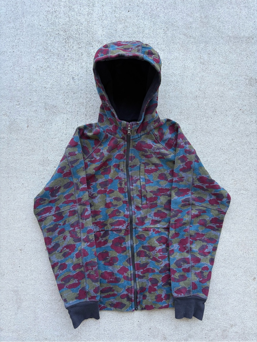 Lululemon Mens Heavy Cotton Full Zip Hoodie Camo Print Medium 22x27